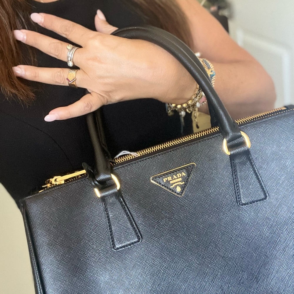 Prada Black Leather Satchel with Gold Hardware